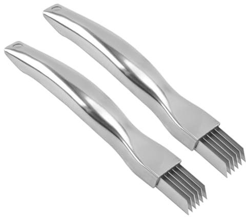 KOCKSHION 2stücke Teiliges Edelstahl Zwiebelmesser Mit Rutschfestem Griff Praktischer Gemüseschneider Für Frühlingszwiebeln Chili Und Mehr Robuste Küchenschneider Für Einfache