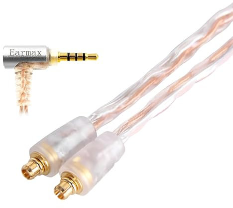 Earmax 8-Strand 4.4mm 3.5mm 2.5mm to MMCX 6N OCC Balanced Cable 4ft Compatible with Shure SE215 SE315 Logi UE900 900S JVC HA-FX850 AKG N40 S0NY N1AP Westone Fiio Beyer Headphones