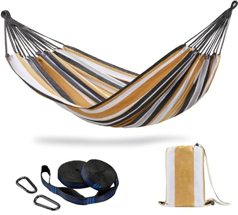 CHULIM Hamaca doble brasileña con correas de árbol, extragrande de 94 x 63 pulgadas, hamaca para 2 personas para patio trasero al aire libre e interior, capacidad de peso de 450 libras, tela de