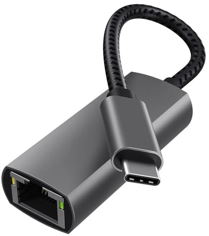 USB C to Ethernet Adapter, Type-C to RJ45 LAN Adapter, 100Mbps Fast Wired Internet Adapter, Compatible with MacBook Pro/Air, iPad Pro, Dell XPS, Surface, Samsung Galaxy, Windows, Mac OS