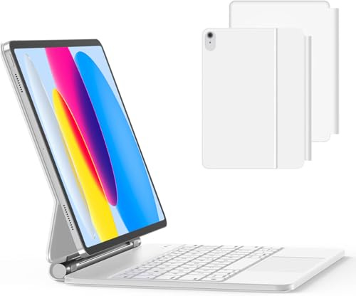 MBODMI Custodia per iPad A16 di 11a (2025)/10a generazione (2022) con tastiera, custodia magnetica con trackpad multi-touch, custodia magica per iPad 10a generazione da 11 pollici, supporto a sbalzo