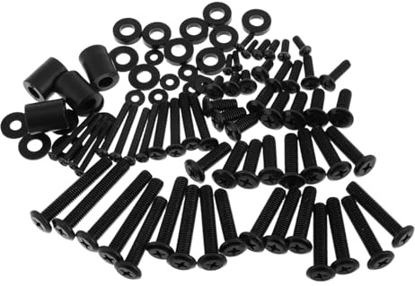 Ipetboom 88pcs Tv Mounting Hardware Kit Heavy Duty Wall Mount Screws Black Steel for Wall Mounted Bracket and Shelf Hanging, Metal Corner and Mirror Mounting Accessories for Home and Room Installation