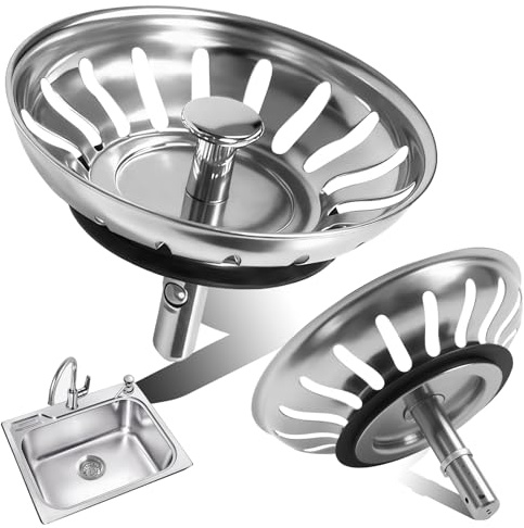 2 Unités Colador de Fregadero 82 mm, en Acier Inoxydable Résistant à la Rouille, Adapté à la Plupart Des Éviers de Cuisine, Accessoire Pratique pour Cuisine