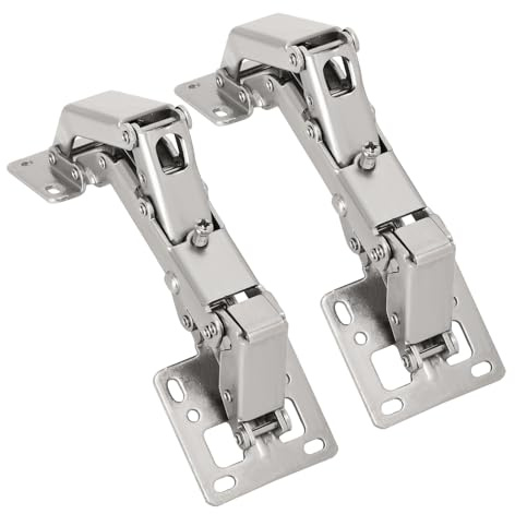 ZONGHUN 1 Pair 175 Degree Frameless Soft Close Cabinet Hinges, Heavy Duty Hidden Hydraulic Lazy Susan Hinges Concealed for Corner Cabinet, Cupboards, Wardrobe (175 Degree Frameless Hinges - 2 Pack)