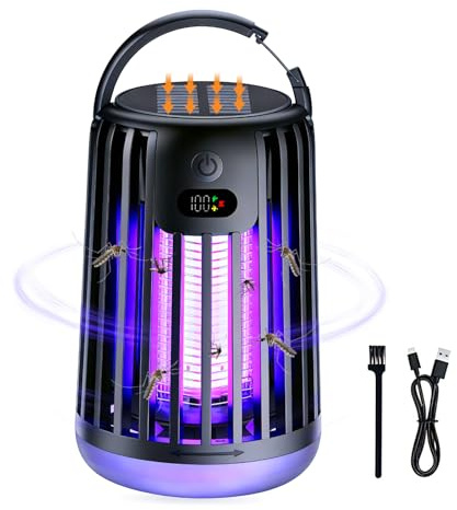 Insektenvernichter Elektrisch Mückenfalle Fliegenfalle,Mückenlampe USB un Solarladung Anti Mücken Lampe UV Mückenlicht Insektenvernichter AKKU,Wirksame Mückenabwehr Schlafzimmer Outdoor Indoor Camping