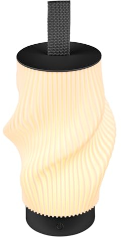 BRILONER - LED Tischlampe kabellos IP44 mit Touch, dimmbar, warmweißes Licht, 3D-gedruckter Lampenschirm, Tischlampe Akku, Nachttischlampe, LED Lampe, Akku Tischleuchte, Leselampe, 14x28 cm, Schwarz