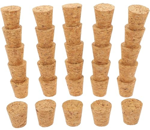 CAXUSD 30 Bouchons Coniques en Liège 20x15x20 MM pour Bouteilles | Compatibles 16,5-18,5mm, Scellage Sûr, Goût Préservé, Usage Maison, Clubs et Restaurants