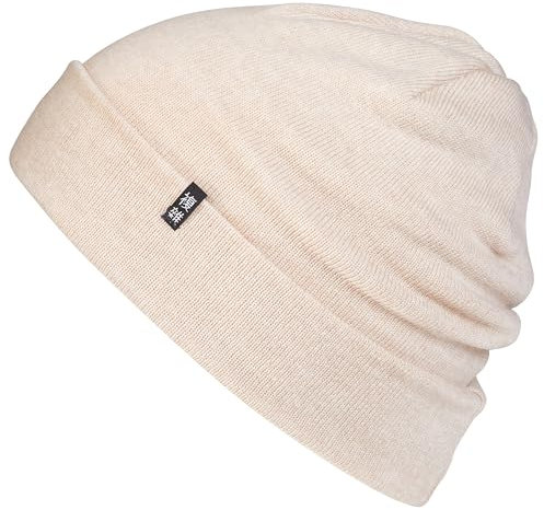 Enter the Complex® Merino Mütze Herren, Beanie Damen, 100% Merino Wolle, Warm und Dünn, Zweilagige Strickmütze, Hellbeige