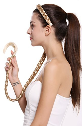 WIG ME UP - N1038-96T Haarteil Zopf an Haarreif geflochten super lang Tracht Blond Hellblond 95 cm