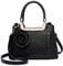 Miss Lulu Handtasche LG1847 Mit Blumen Henkeltasche Schultertasche Umhängetasche Elegant Kunstleder Retro Tasche Damen, Lg1847 Bk, M