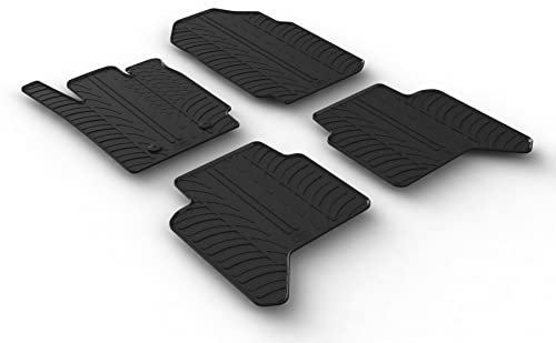 Gledring Satz Gummimatten kompatibel mit Ford Ranger (TKE) Double Cab 2013-2022 (Automatik) & Raptor 2019-2022 (T Profil 4-teilig + Montage-clips), Schwarz