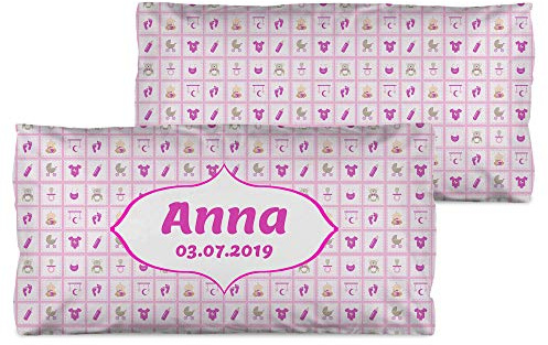 LolaPix Kissenbezug mit Name. Geschenke für Kinder. Füllung enthalten. Verschiedene Designs zur Auswahl. Verschiedene Größen zur Auswahl. Rosa Universum