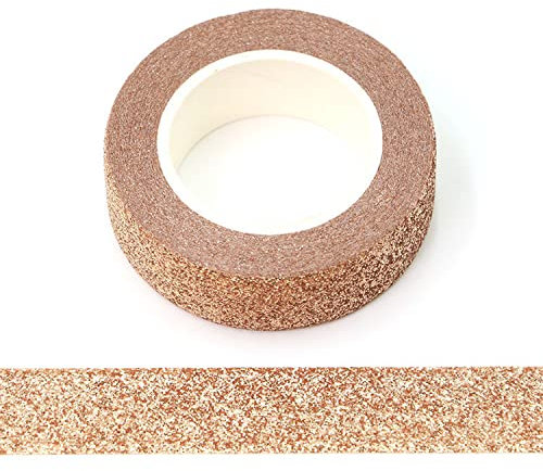 Syntego Rose Gold Glitter Washi Tape Decorative Craft Self Adhesive Stick On Sticky Glitter Trim (Rose Gold)