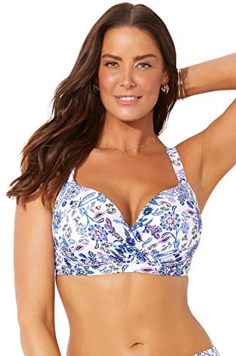 Swimsuits For All Women's Ruler Bra Sized Underwire Bikini Top - 36 DD, Boho (Plus