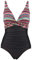 Laorchid einteiliger Badeanzug bademode v Ausschnitt Damen Badeanzug bauchweg Push up Bademode Swimsuit high Waist Schwimmanzug Böhmen Streifen XXL