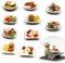 10 Stück Verschiedene Frühstücks-Sets - Miniatur-Lebensmittel, Tiny Food für Deko-Puppenhaus, Puppenhaus, Diorama Maßstab 1:24, 1/24