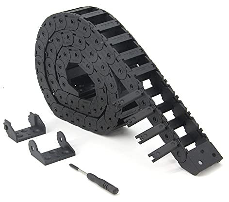 Zeberoxyz 15x30mm Longueur de la chaîne de traînée 1 mètre à l'extérieur de Taper ouvert Porte-câble flexible en plastique noir R28 avec connecteurs d'extrémité 1Trousse (15mmx30mm-extérieur ouvert)