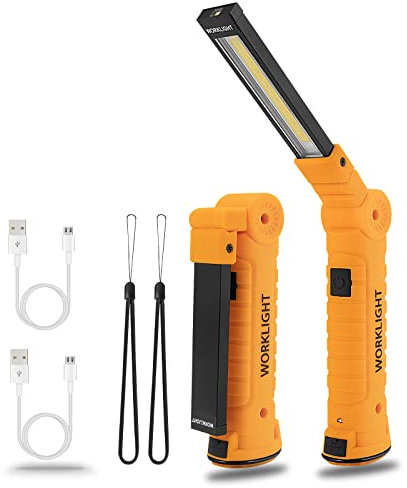 Vagocom Gifts for Him Mens, LED Rechargeable Torch Bright Work Light,Portable Mechanic Torches Tools Emergency Inspection Lamps with Magnetic Base and Hook for Camping Christmas Birthday Gift(2 Pack)