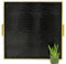 HofferRuffer Extra Large Square Serving Tray, Elegant Faux Leather Ottoman Tray with Gold Hardware Handles, Serve Tea, Coffee or Breakfast in Bed, 24 x 24 inches (Black Croco)