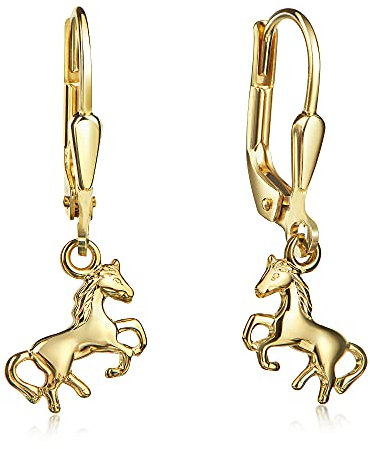 XAANA Mädchen-Ohrhänger Pferd aus vergoldetem 925er Sterlingsilber AMZ0562