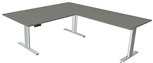 Kerkmann Certeo Eckschreibtisch Move.3 | Elektrisch höhenverstellbar | Gestell Silber | HxBxT 720-1200 x 2000 x 1000 mm | Graphit | Sitz- und Stehtisch Bürotisch Arbeitstisch