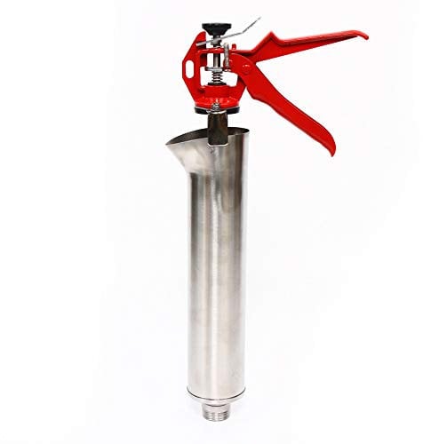 Professional Mortar Press Set Mortar Syringe Joint Gun Plaster Press with 2 Nozzles 58 x 22 cm Stainless Steel (Body), Plastic (Nozzle), (Rubber) Piston for Floor and Wall