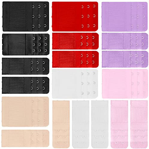 KDUH BH-Verlängerer BH Erweiterung BH Verschluss Verlängerung Bra Extender Erweiterung der Damenbüstenhalter Bra Extender 3 Reihen 2, 3 Haken,19 Stück(Schwarz, Weiß, Hautfarben, Rot, Lila, Pink)