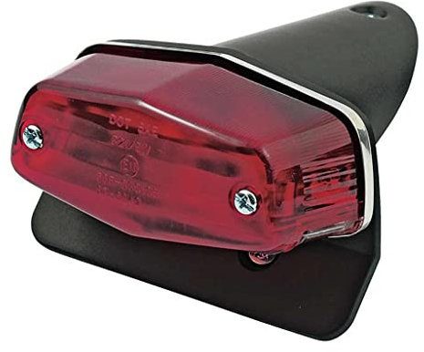 Biker Market Rücklicht Mini Lucas E-geprüft schwarz Motorrad Cafe Racer Vintage Custom Harley Davidson mit Kennzeichenplatte