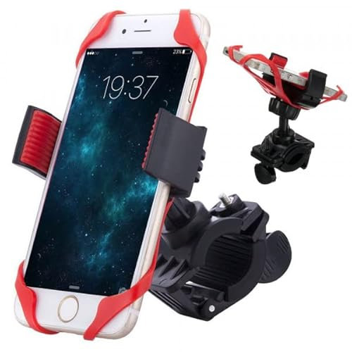 PARENCE. - Supporto per telefono per bicicletta/supporto per smartphone per moto - universale/con rotazione a 360°/ anti vibrazioni, nero e rosso