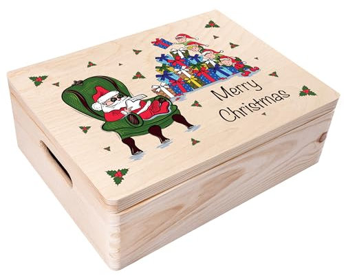 Creative Deco Weihnachtsgeschenke Personalisierte Holzkiste - Weihnachtsmann | Wunschtext Weihnachten Geschenke | Dein Eigener Wünsche Text Individuelle Geschenk | Weihnachtsdeko | Für Frauen, Männer