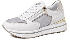 QUEEN HELENA X28-23 Damen-Turnschuhe mit weicher Plattform, sportlich, lässig, leicht, X28 24, Weiß, 39 EU