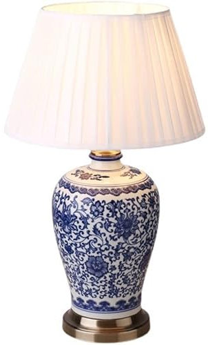 YHQSYKS Large Oriental Ceramics Table Lamp Bedroom Bedside Lamp Chinese Blue And White Porcelain Desk Lamps China Antique Vase Bedroom Desk Lamp Office Night Lamp