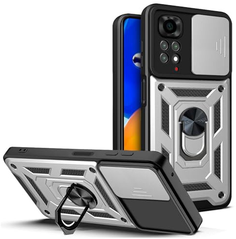 betterfon Handyhülle für Xiaomi Redmi Note 11 / Note 11s | Stoßfest & Kratzfest | Mit Kameraschutz, Anti-Fingerabdruck & robustem Panzerschutz-Design | Silber