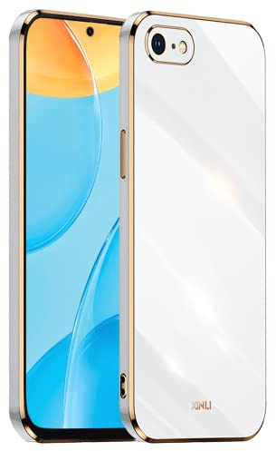 EASSGU [Electroplated frame Phone Case for iPhone 6 Plus/iPhone 6s Plus (5.5 Inches), Soft TPU Silicone Color Protective Cover - White