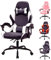 T-THREE.Ergonomic high-back gaming, computer, office, study, swivel, and racing-style chair with adjustable lumbar and headrest support, 150kg weight capacity, ideal for home office(White)