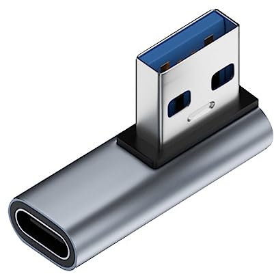CY USB-C Type C Female Low Profile 90 Degree Left Angled to USB 3.0 A Male Data Adapter for Laptop Desktop