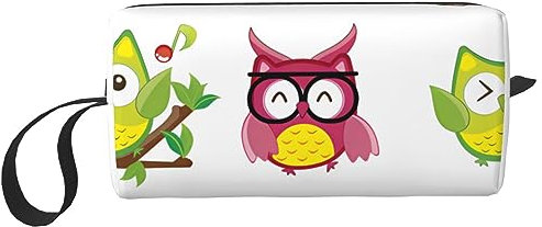 Make-up-Tasche mit Eulen-Motiv, tragbar, wasserdicht, Aufbewahrungstasche, Reise-Kulturbeutel, Organizer-Tasche für Damen, weiß, Einheitsgröße