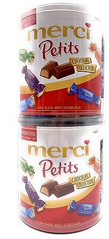 Petits Chocolate Collection I 2 barattoli rotondi da 1000 g, mix di specialità al cioccolato confezionate singolarmente, i migliori cioccolatini, 2 kg