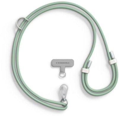 RhinoShield Cordon de téléphone en TPU durable Imperméable, boucle supplémentaire pour accrocher des accessoires, résistant et ajustable (Adaptateur pour lanière de téléphone inclus)-Vert Sauge