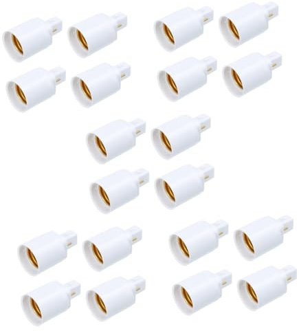 DOITOOL 20 pezzi G24d adattatore per testa della lampada a conversione per pista gobba tre convertitori di luce [materiale metallico]: vite in rame nichelato luce E27 bianco portalampada