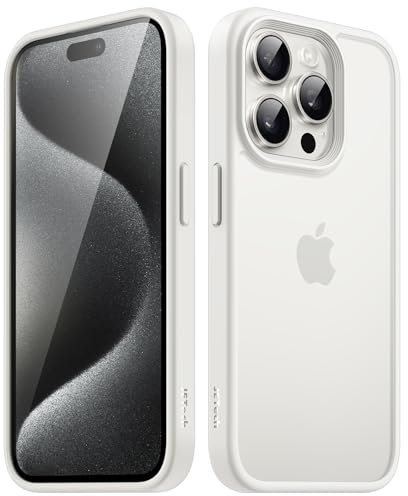 JETech Matt Hülle für iPhone 15 Pro Max 6,7 Zoll, Stoßfest Militärstandard FallSchutz Handyhülle, Mattierte Rückseite Schutzhülle, Anti-Fingerabdruck (Weiß)