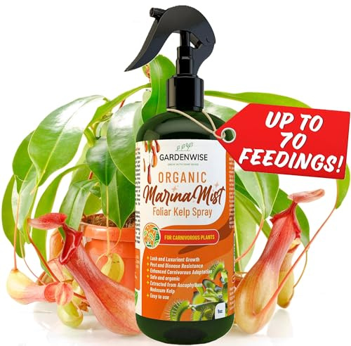 GARDENWISE 100% Organic Marina Mist Carnivorous Plant Food | Liquid Kelp Foliar Spray for Plants - Kelp Fertilizer for Venus Flytraps, Sundew, Butterworts, Pitcher Plants 8 Oz