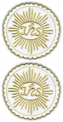 Set mit zwei – Host IHS – Gold – zum Aufbügeln auf der Rückseite – bestickter Aufnäher/Abzeichen/Emblem