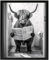 Hochlandrind auf WC, Poster 40cm x 50cm mit Rahmen, Toilette Badezimmer Deko Bild, Wand-Deko Bilder Lustiges Geschenk