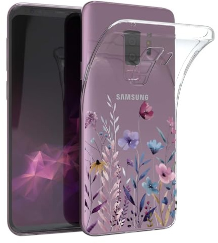 Kaywzo Hülle für Samsung Galaxy S9+/S9 Plus,Transparent TPU Handyhülle mit Gemälde Blume Muster,Ultradünn Stoßfester Schutzhülle,Schön Silikon Cover Case-4