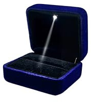 DELALO® Ring Box mit LED Licht - Ringschachtel Ring Samt - Ringschatulle mit LED-Beleuchtung - Für Verlobung, Antrag, Hochzeit (Blau)