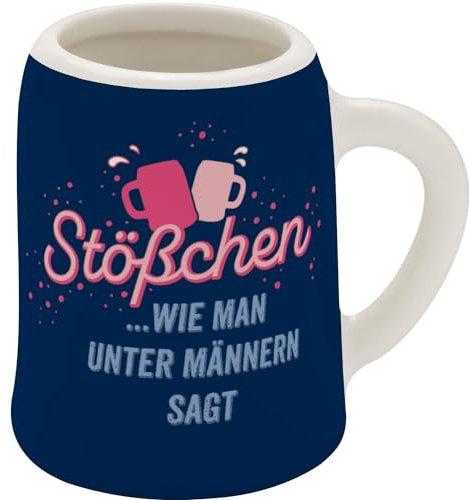 GRUSS & CO Schnapskrug mit Motiv Stößchen | New Bone China, 5 cl, Mini-Krug mit Spruch | Lustiges Geschenk, Party, Männergeschenk | 73848