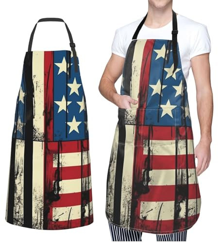 hihihihihihihihi Wasserdichte Schürze mit verstellbarem Nackenband, Küchenschürze, gebrochene Marmorkugeln, Kochschürzen für Damen und Herren, Flagge im Comic-Stil, Einheitsgröße