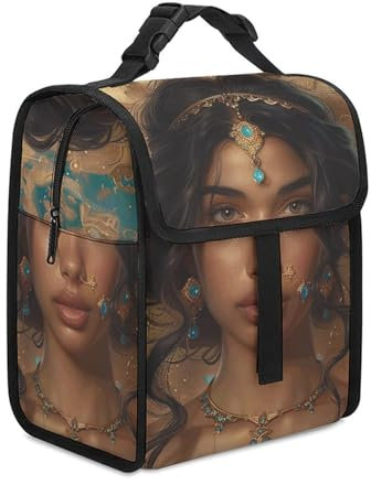 Isolierte Lunchtasche für Damen und Herren, Lunchbox, Jasmin-Kunst-Stil, Lunch-Tasche für die Arbeit