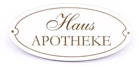 Dekolando Türschild HAUS APOTHEKE Schild oval Hausapotheke weiß selbstklebend graviert Holzschild Medizinschrank Erste Hilfe Türdeko 15 x 7 cm